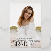 フェテモダンフォイル黒Yayグラード写真卒業 箔招待状 (裏面)