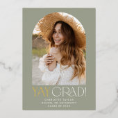フェテモダンフォイル |グリーンイェーグラード写真卒業 箔招待状 (正面)