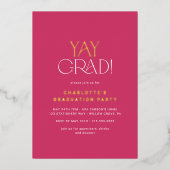 フェテモダンフォイル |ピンクイェーグラード写真卒業 箔招待状 (正面)