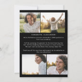 フェテモダンブラック金ゴールドイエグラッド写真卒業 案内状 (裏面)