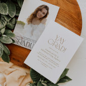 フェテモダン金ゴールドイエグラッド写真卒業パーティー 招待状