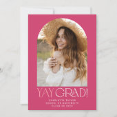フェテモダン |ピンクイエグラッドフォトアーチ卒業 案内状 (正面)