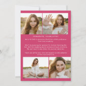 フェテモダン |ピンクイエグラッドフォトアーチ卒業 案内状 (裏面)