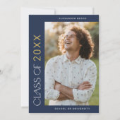 フェテモダン |海軍金ゴールド彼はそれを撮影した卒業式 招待状 (裏面)