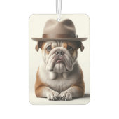 フェドーラを着たブルドッグ カーエアーフレッシュナー (裏面)