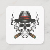 フェドーラハット付きギャングスカル スクエア名刺 (正面)
