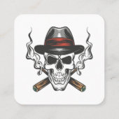 フェドーラハット付きギャングスカル スクエア名刺 (裏面)