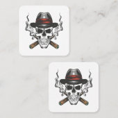 フェドーラハット付きギャングスカル スクエア名刺 (正面/裏面)