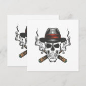 フェドーラハット付きギャングスカル 招待状 (正面/裏面)