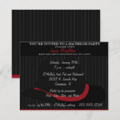 フェドーラ帽とピンストライプのバチェラーパーティー 招待状 (正面/裏面)