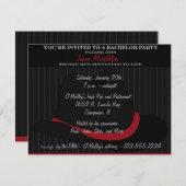 フェドーラ帽とピンストライプの独身パーティー 招待状 (正面/裏面)