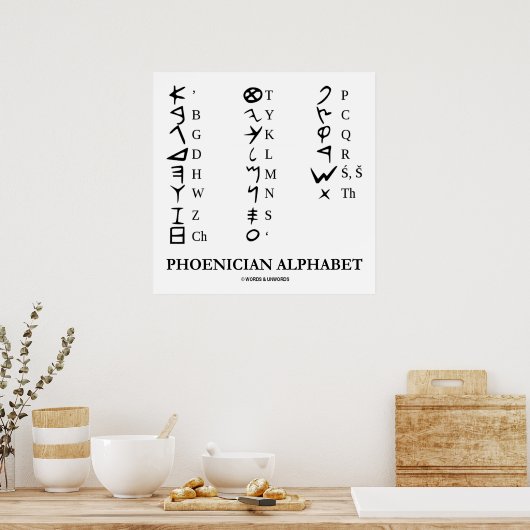 フェニキア文字(古代言語の記号) ポスター (キッチン)