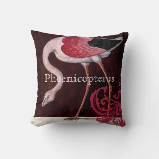 フェニコプテラスヴィンテージフラミンゴラズベリダマスク クッション (正面)