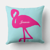 フェニコプテラスヴィンテージフラミンゴ明るい赤紫色 クッション (裏面)