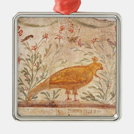フェニックスおよび銘刻文字を描写するthermopolium メタルオーナメント (正面)