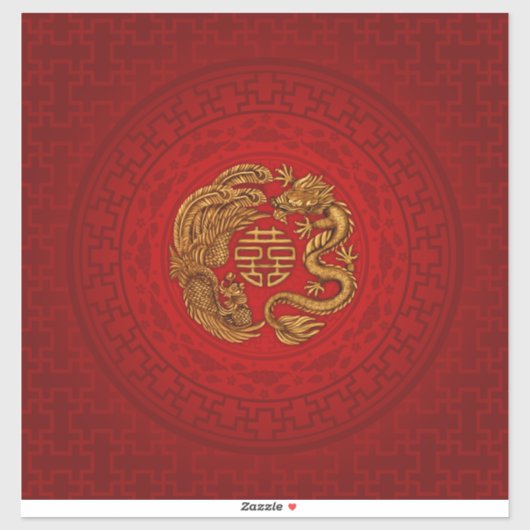 フェニックスとドラゴンのダブルハピネスのシンボル シール (シート)