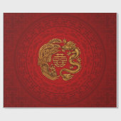 フェニックスとドラゴンのダブルハピネスのシンボル ラッピングペーパー (フラット)