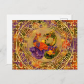 フェニックスとドラゴン – カラーと金ゴールド ポストカード (正面/裏面)