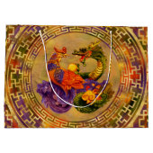 フェニックスとドラゴン – カラーと金ゴールド ラージペーパーバッグ (裏面)