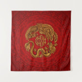 フェニックスとドラゴンTaのダブルハピネスのシンボル タペストリー (正面(横))