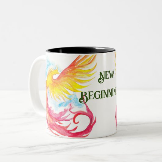 フェニックスと新しい始まり ツートーンマグカップ (正面左)