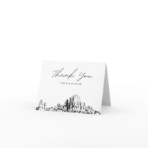 フェニックスのスカイラインを描いた感謝カード（無地）