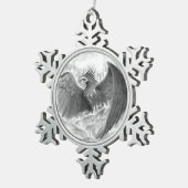 フェニックスのスケッチのオーナメント スノーフレークピューターオーナメント (右)