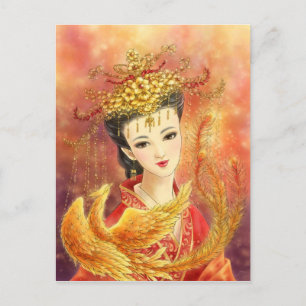 フェニックスのファンタジーの郵便はがきを持つ中国のな花嫁 ポストカード