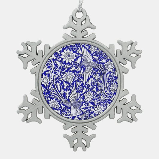 フェニックスの中国ので旧式な二重デザイン スノーフレークピューターオーナメント (正面)