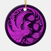 フェニックスの伝統的なピンクおよび紫色の円 セラミックオーナメント (正面)