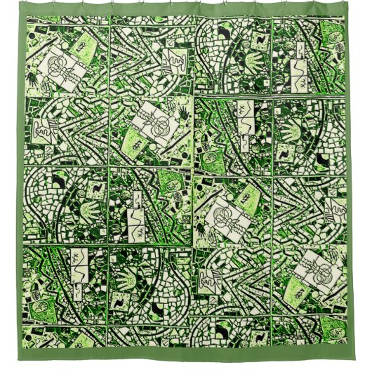 フェニックスの緑の抽象芸術 シャワーカーテン (正面)