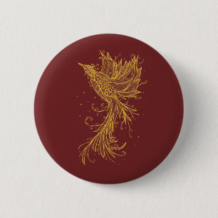 フェニックスの金上昇の赤いボタン 缶バッジ