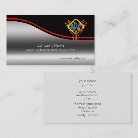フェニックスの金属効果の赤いSwoosh燃え立つこと 名刺 (正面/裏面)