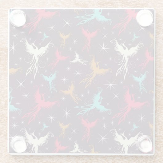 フェニックスの鳥の姿パターン ガラスコースター (裏面)