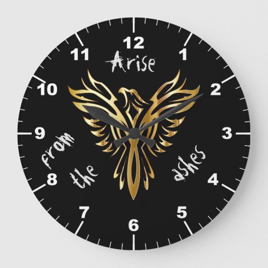 フェニックスは灰から起こります ラージ壁時計 (正面)