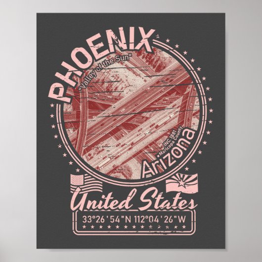 フェニックスアリゾナの街 – フェニックスシティハイウェイ ポスター (正面)