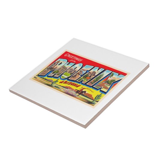 フェニックスアリゾナAZヴィンテージ大文字葉書1 タイル (側面)