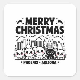 フェニックスシティアリゾナメリークリスマスキャッツUSA スクエアシール