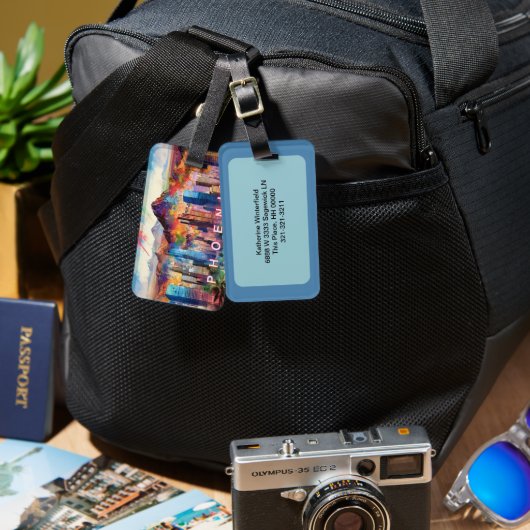 フェニックススカイライン抽象芸術アート ラゲッジタグ (正面&裏面)