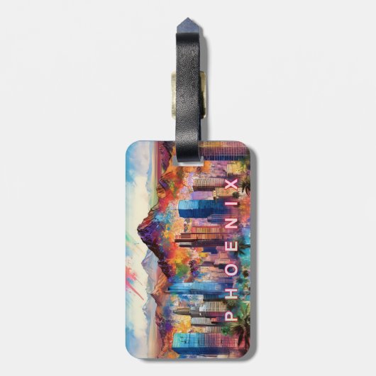 フェニックススカイライン抽象芸術アート ラゲッジタグ (裏面縦)