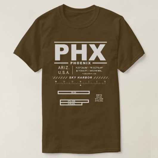 フェニックススカイ国際的ハーバーエアポートPHX Tシャツ (デザイン正面)