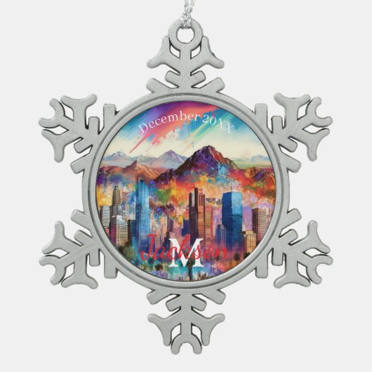 フェニックススノーフレークペーターのクリスマスオーナメント スノーフレークピューターオーナメント (正面)