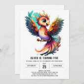 フェニックスドリームズお洒落ウォーターカラー誕生日 招待状 (正面/裏面)