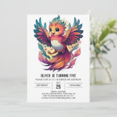 フェニックスファイアバードかわいい誕生日の招待状 招待状 (スタンド正面)