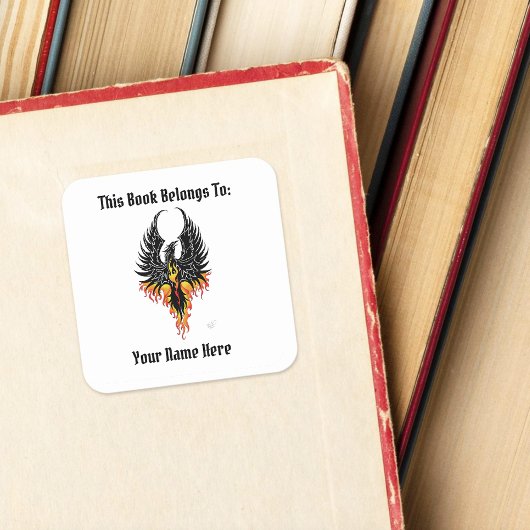 フェニックスファイアバードトライバルフレイムス蔵書票 スクエアシール