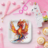 フェニックスライジングザフレイムスファンタジー水彩 ペーパープレート (パーティー)