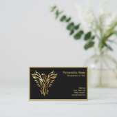 フェニックスライジングブラック&金ゴールドエレガント名刺 名刺 (スタンド正面)
