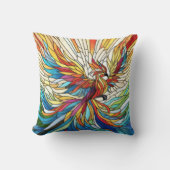フェニックスライジング – カラフルモザイクアート クッション (正面)