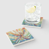 フェニックスライジング – カラフルモザイクアート ストーンコースター (横)