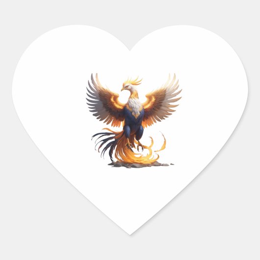 フェニックスライズフード付きスウェットシャツ🔥神話の火の鳥の汗 ハートシール (正面)